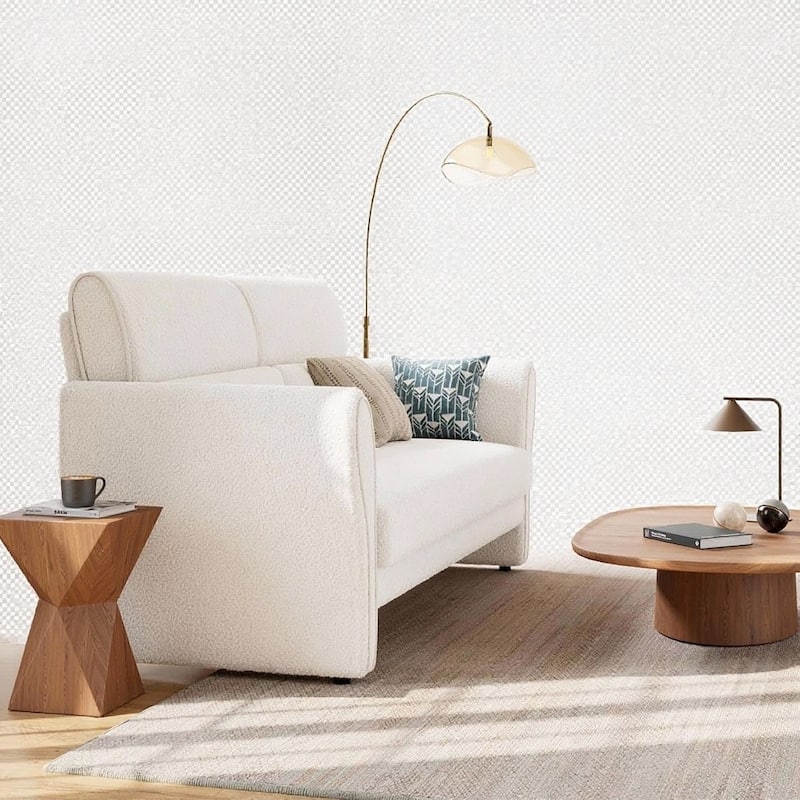 Modern Loveseat Sofa, with High Backrest and Removable Lumbar Pillows