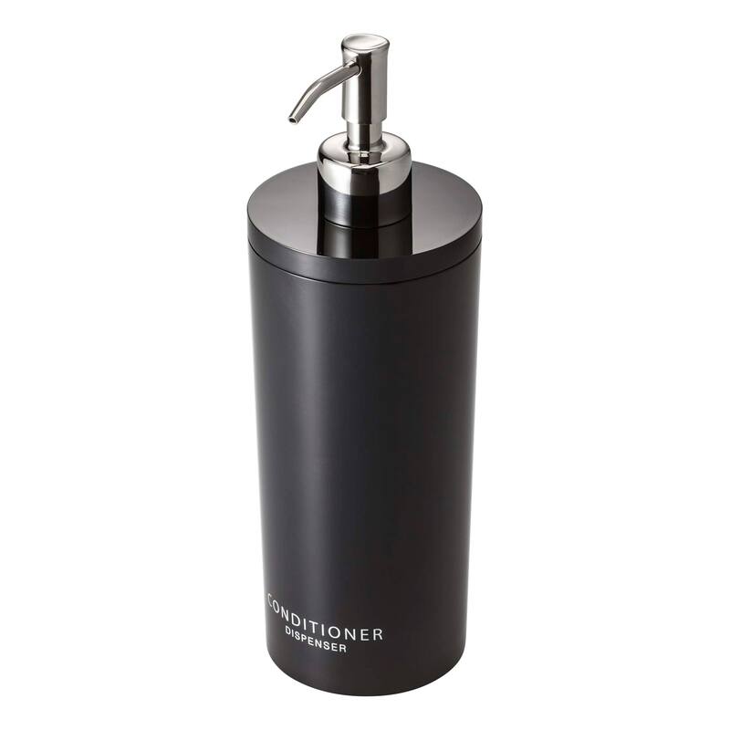 Yamazaki Home Round Shower Dispenser - Three Styles, ABS Plastic, Conditioner, 16.9 fluid oz., 500 ml - Black