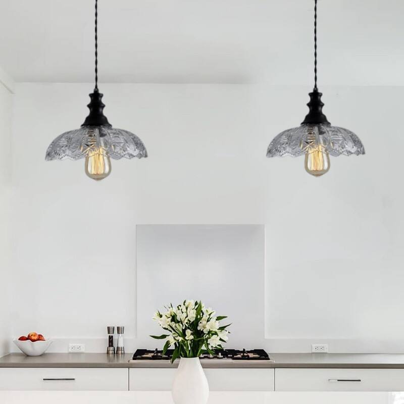 1 Light hanging plug light black kitchen light glass pendant light