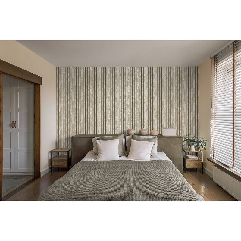 Fine Decor Oxidize Neutral Vertical Slats Wallpaper