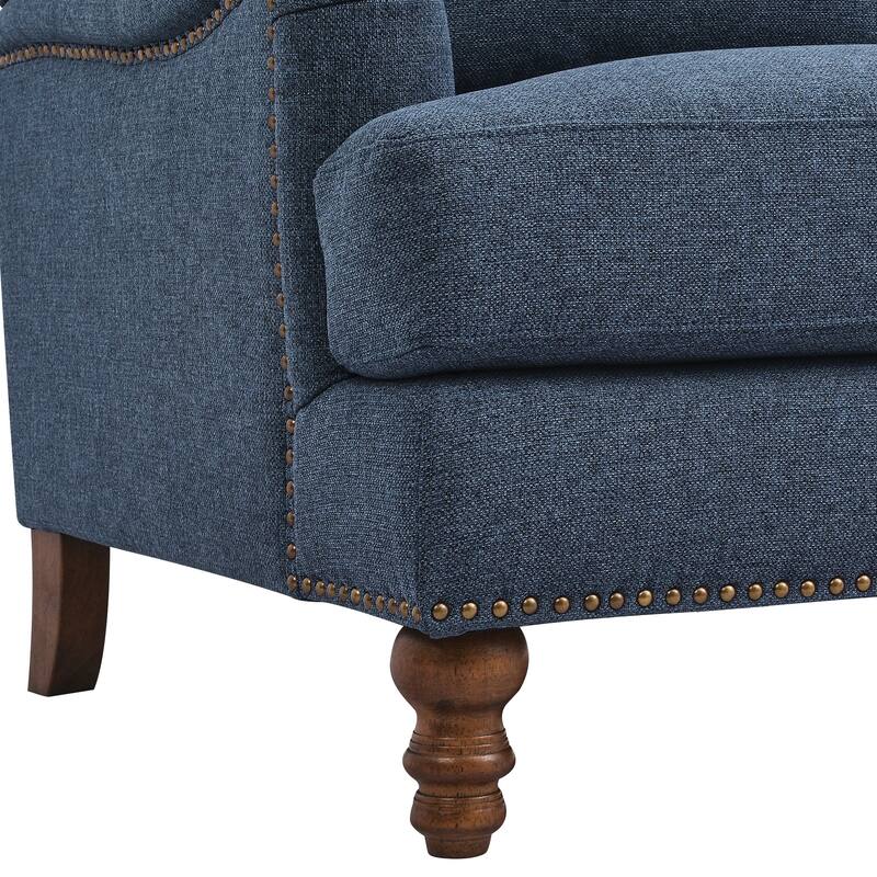 Modern Upholstered 3-Seater Sofa with Solid Wood Legs for Living Room