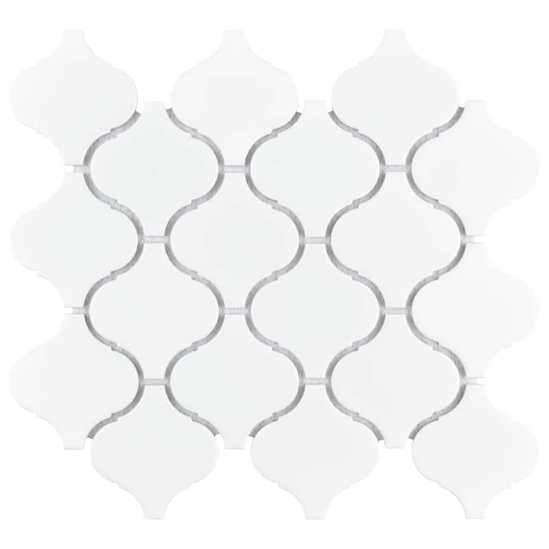Merola Tile Metro Lantern Matte White 9-1/2" x 10-3/4" Porcelain Floor and Wall Tile