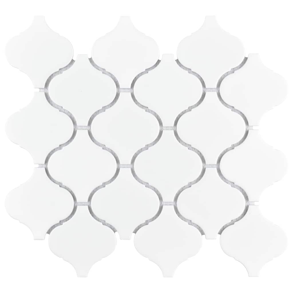 Merola Tile Metro Lantern Matte White 9-1/2" x 10-3/4" Porcelain Floor and Wall Tile