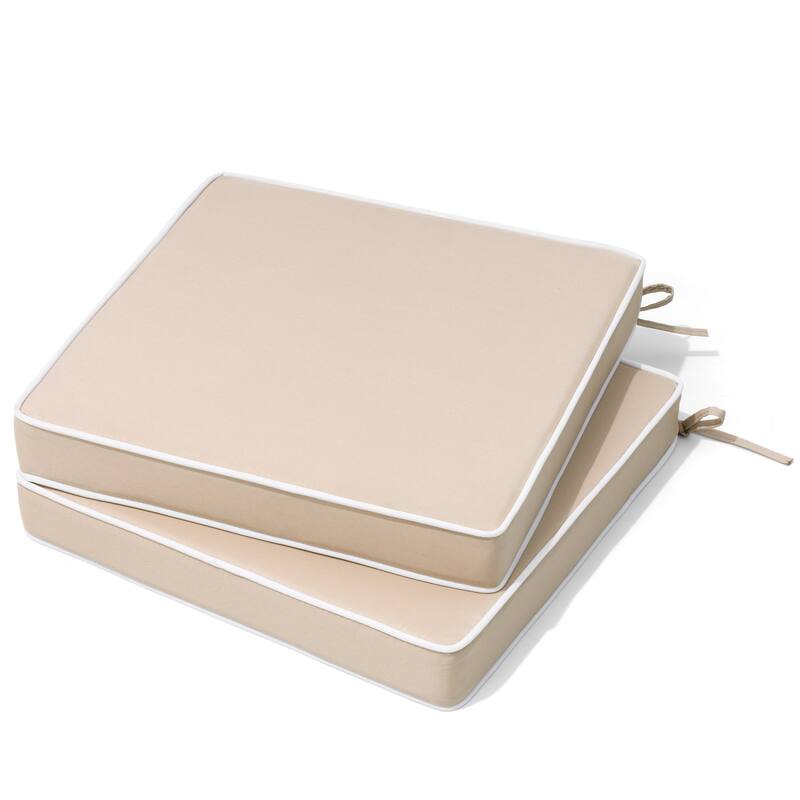 VredHom 17''/18.8'' Square Outdoor Chair Pad (Set of 2/4) - Beige-2PC - 18.8''x18.8''x2.8''