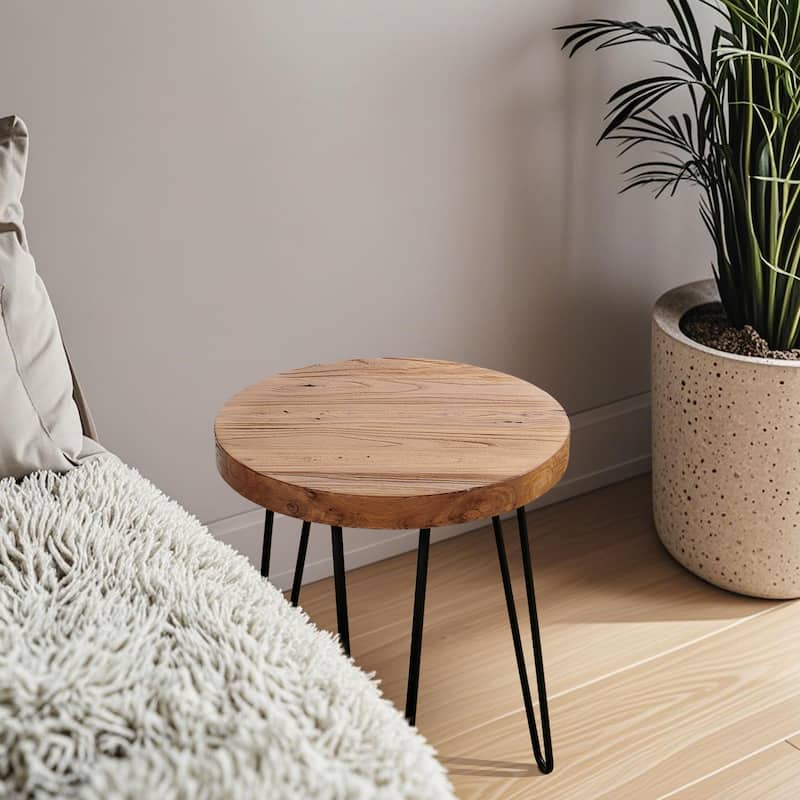 Elm Wood Round End Table Coffee Table