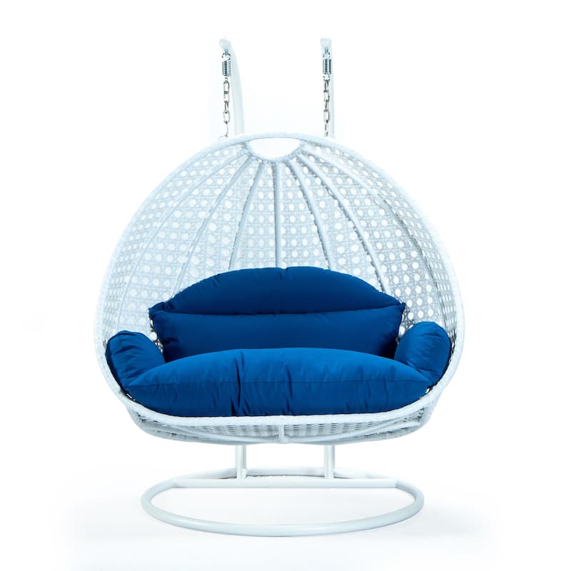 Egg Shaped 2-Person Swing Chair Set with Iron Stand Removable and Washable Cushion for Indoor Outdoor