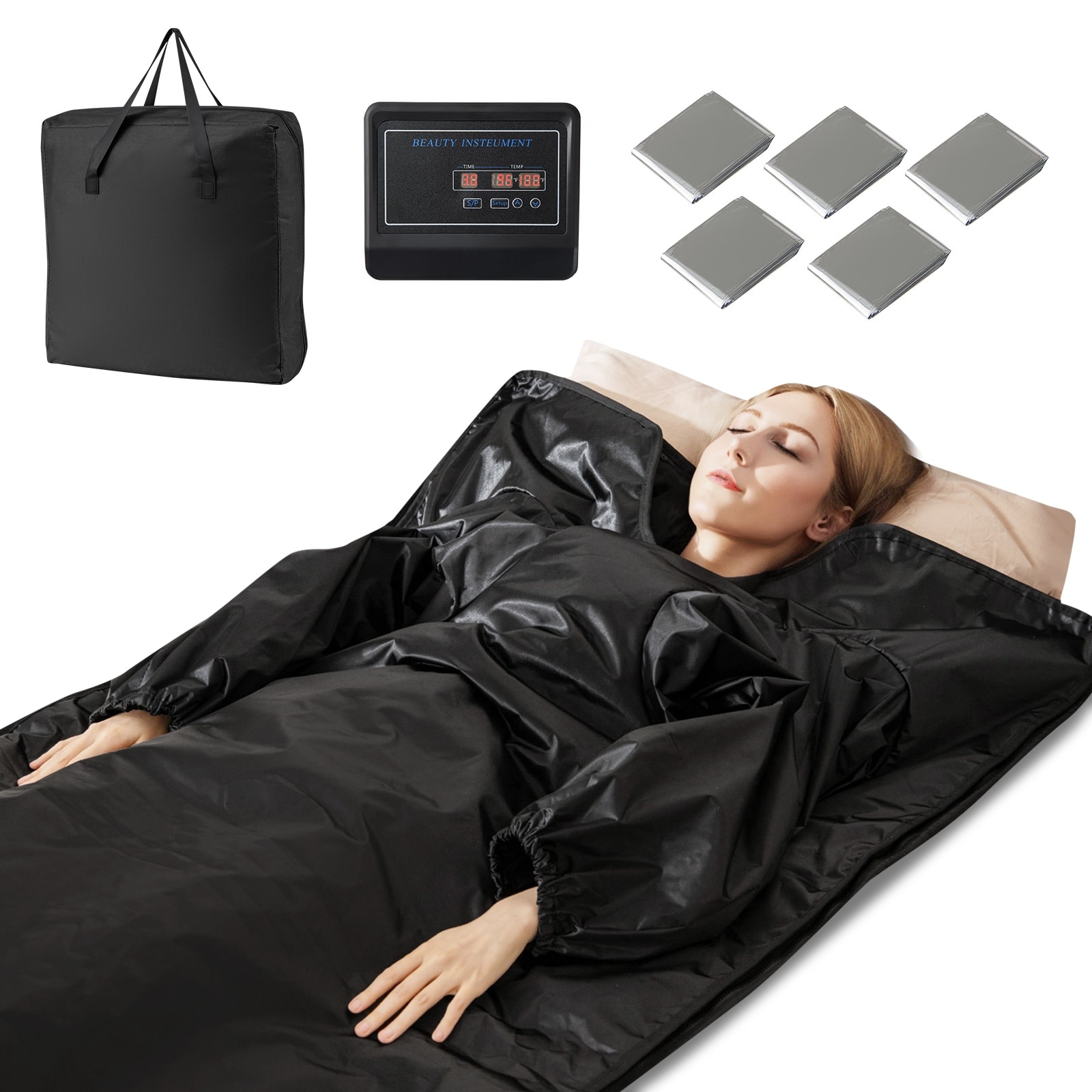Gymax Infrared Sauna Blanket w/ Sleeves Wraps 30-90Min Timer