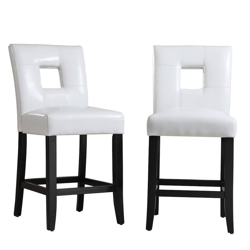 Mendoza Keyhole Counter Height Back Stool (Set of 2) by iNSPIRE Q Bold - White- Leather