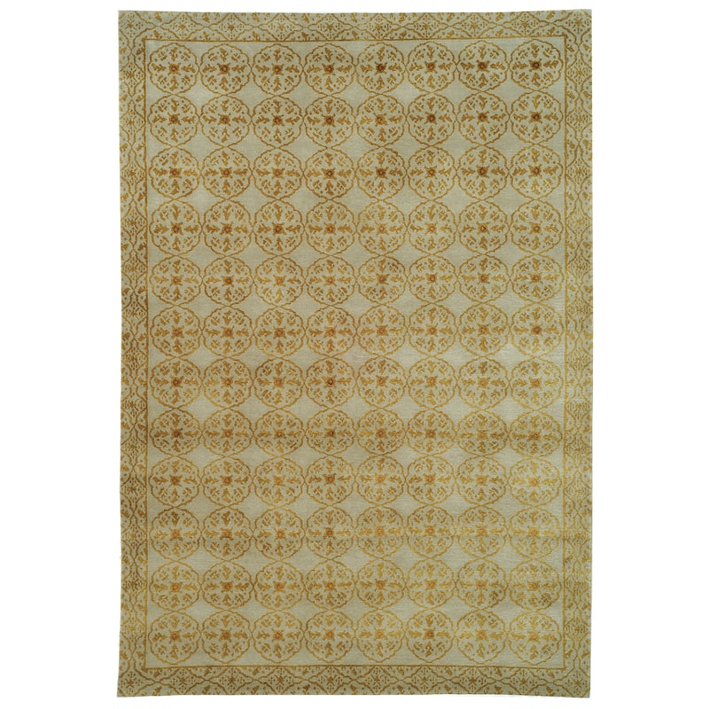 SAFAVIEH Couture Hand-knotted Teuta Silk/ Wool Rug - 9' x 12' - Gilded Beige