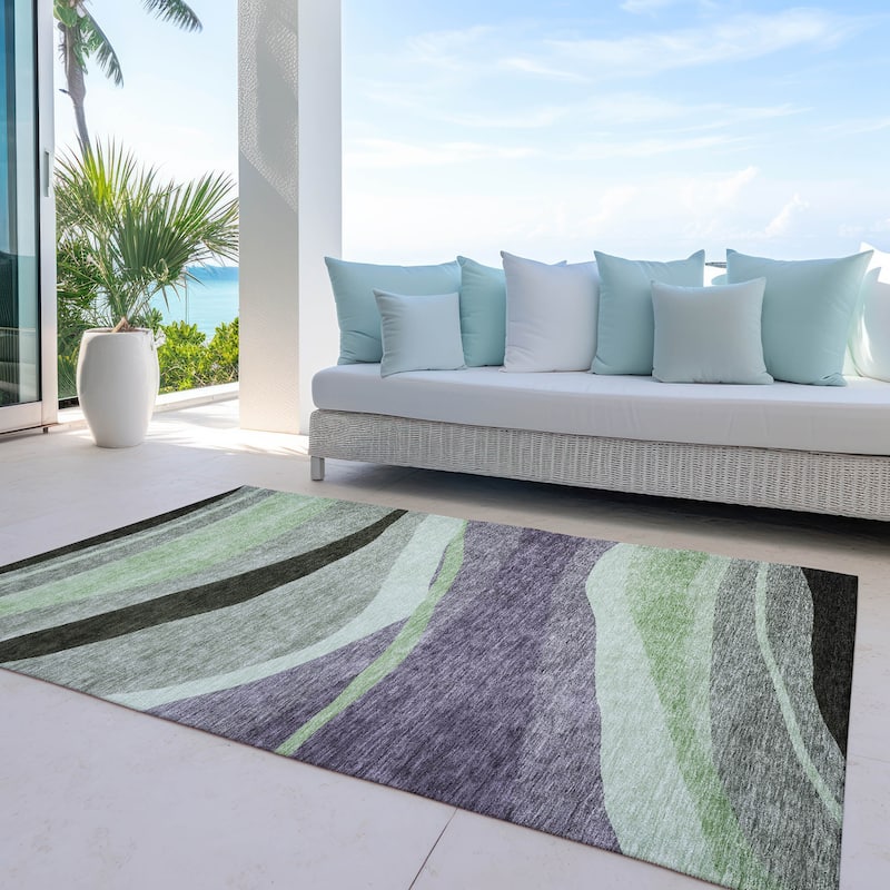 Machine Washable Indoor/ Outdoor Contemporary Deco Chantille Rug