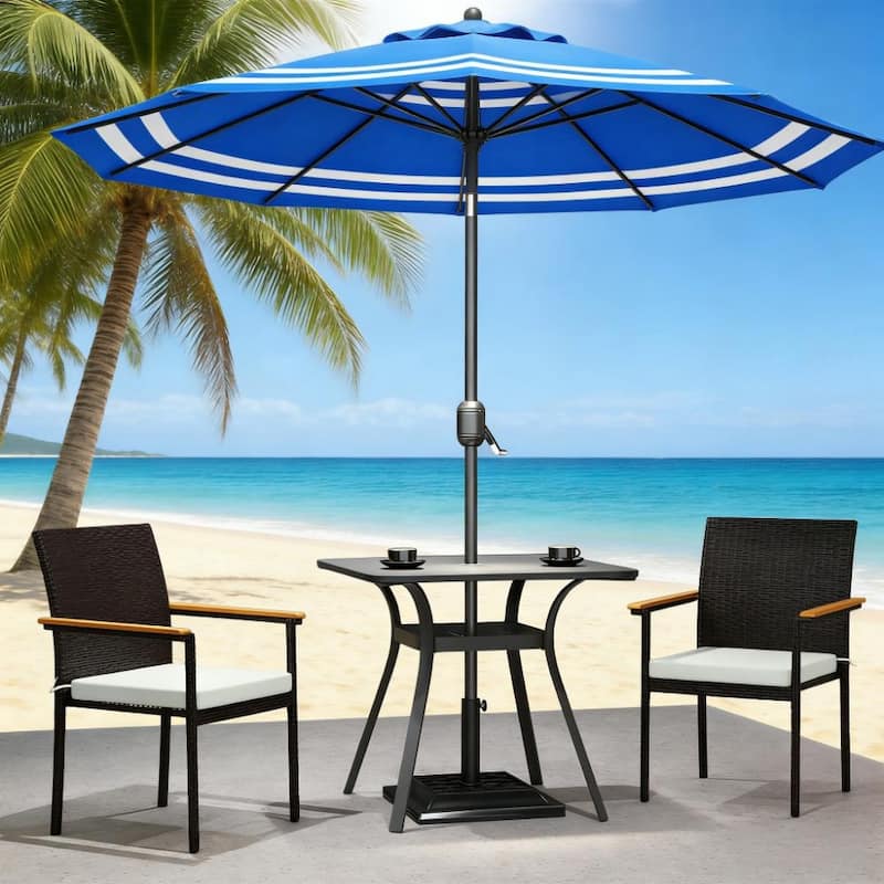 GDFStudio Outdoor Acacia Wood Armrest Rattan Outdoor Dining Chairs Set of 2