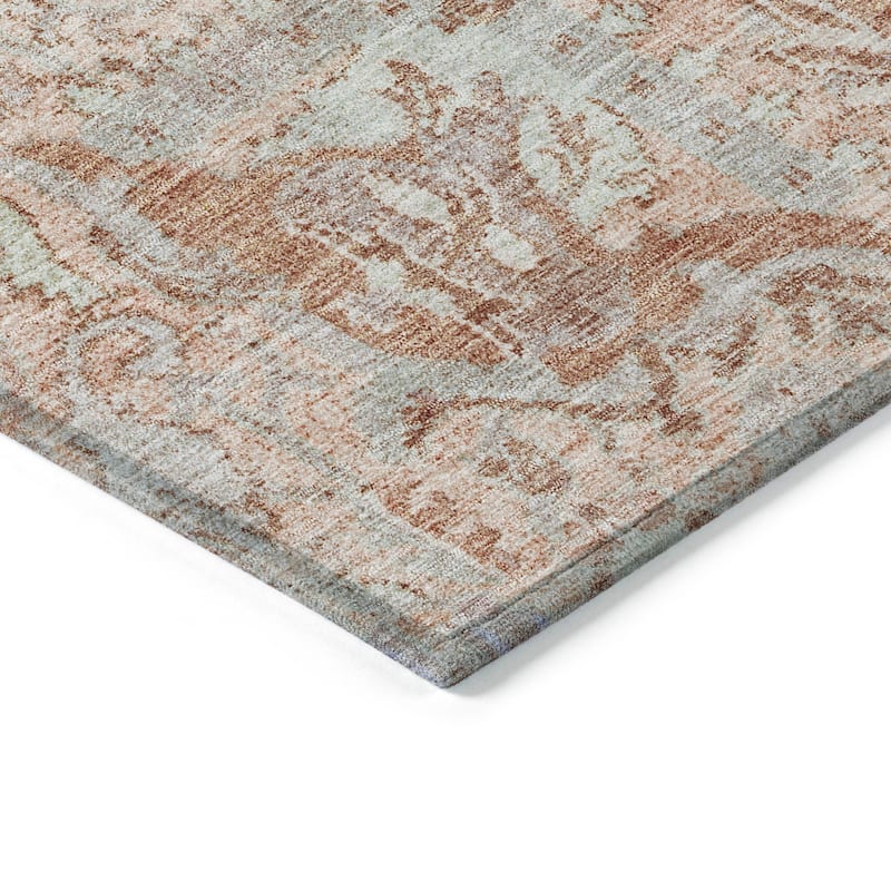 Machine Washable Indoor/ Outdoor Vintage Traditional Chantille Rug