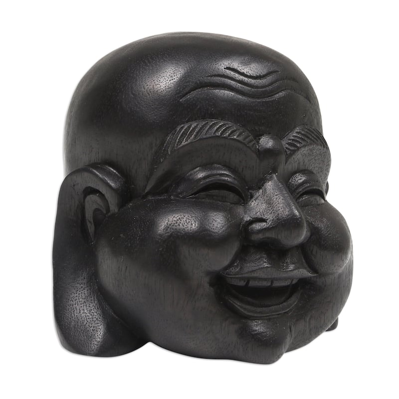 Novica Handmade Laughing Monk Wood Sculpture