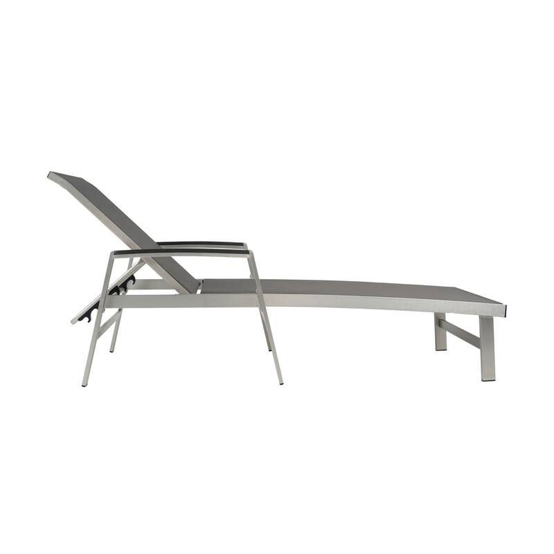 Roomfitters Oaxton Outdoor Aluminum Chaise Lounge with Mesh Seat, Adjustable Recliner, Set of 2