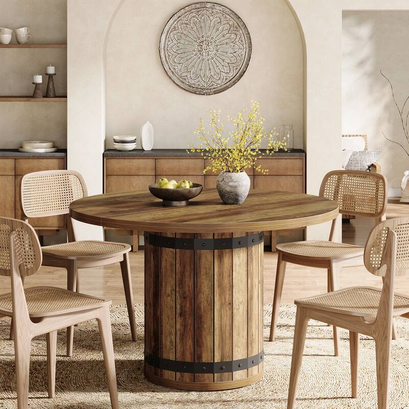 Farmhouse Round Dining Table , 39.37-Inch Dining Table