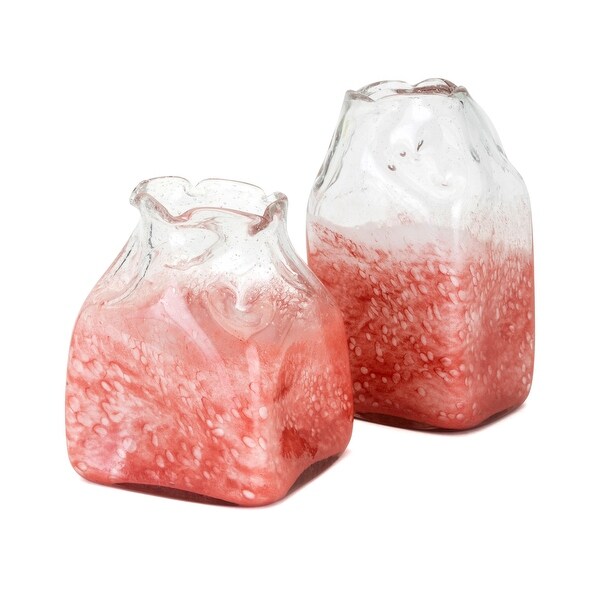 10.5" Clear and Subtle Red Roseate Large Decorative Tabletop Glass Vase - N/A