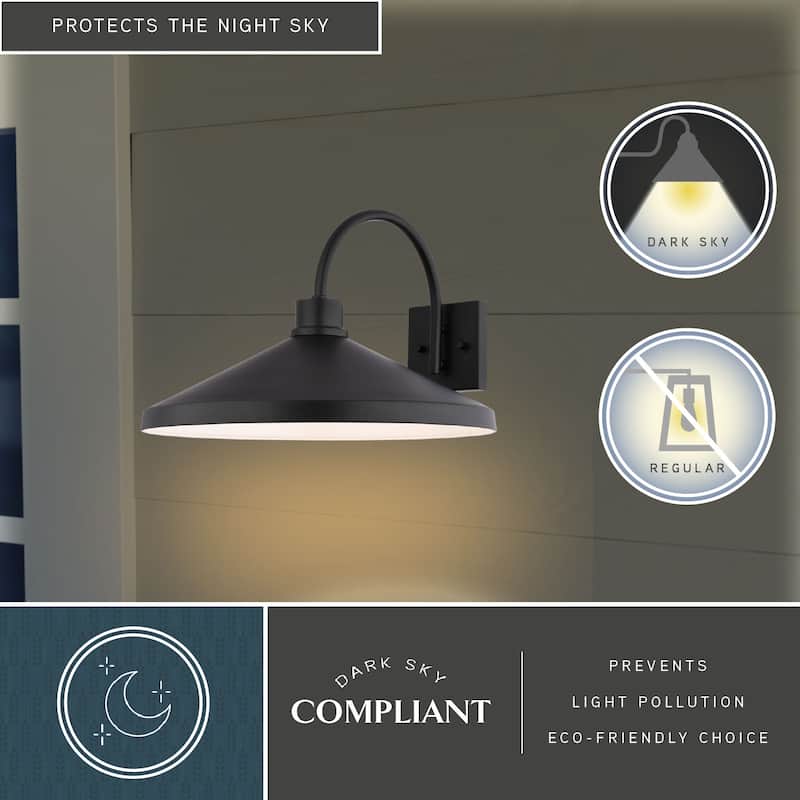 VAXCEL Highland Park Matte Black and White Outdoor Wall Sconce Light Fixture, Steel Shade with White Interior