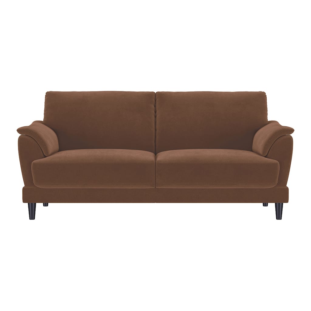 Velvet Upholstered Sofa with Wooden Tapered Legs in Rust