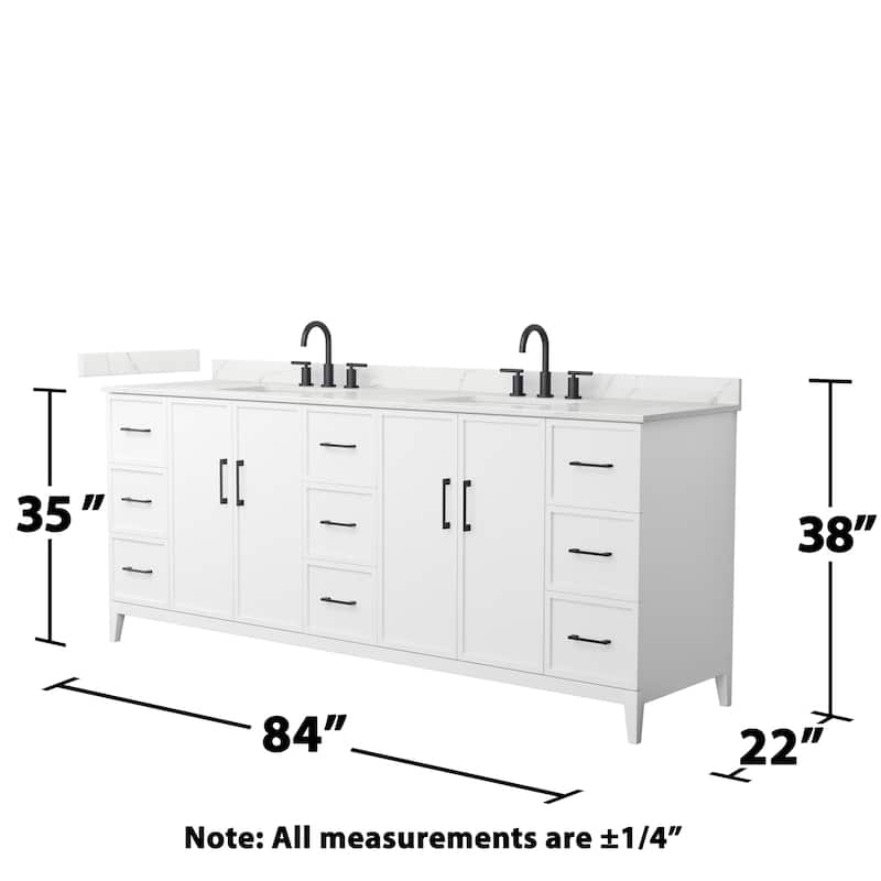 Elan 84-inch Double Vanity, 3 Hole Quartz Top