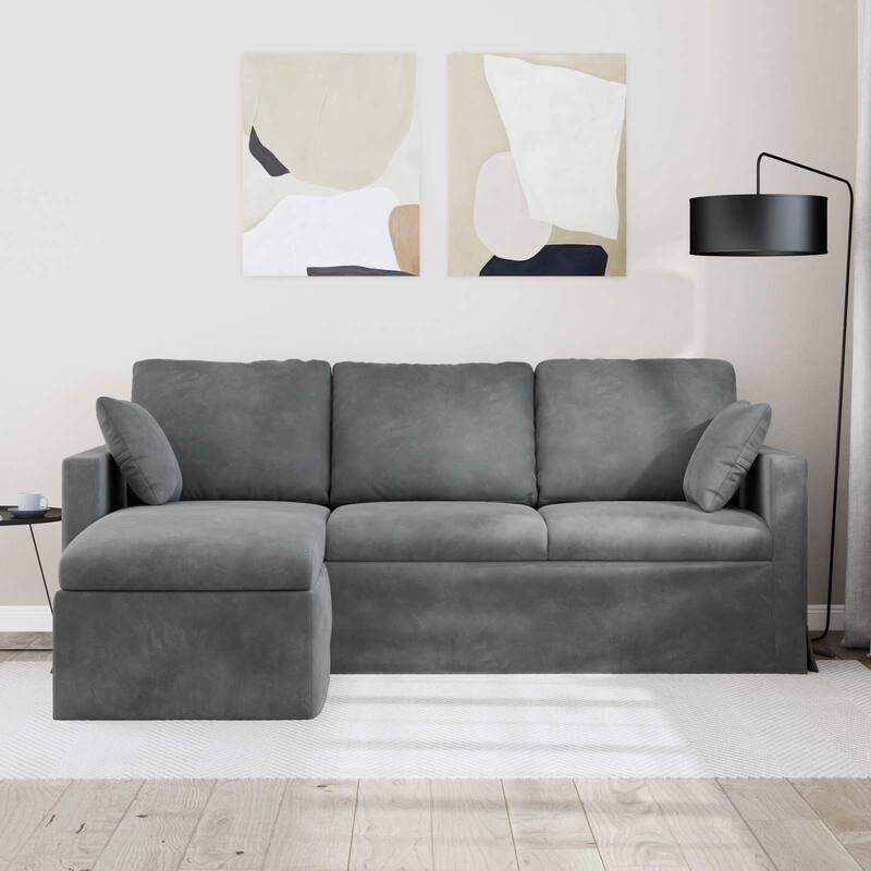 vidaXL Sofa Dark Grey 198 x 134 x 80 cm Velvet - 77.95 x 52.76 x 31.50 in