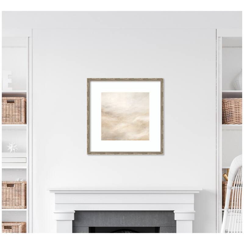 Kate and Laurel Tonal Textural White and Beige Neutrals by The Creative Bunch Studio Framed Wall Art Print