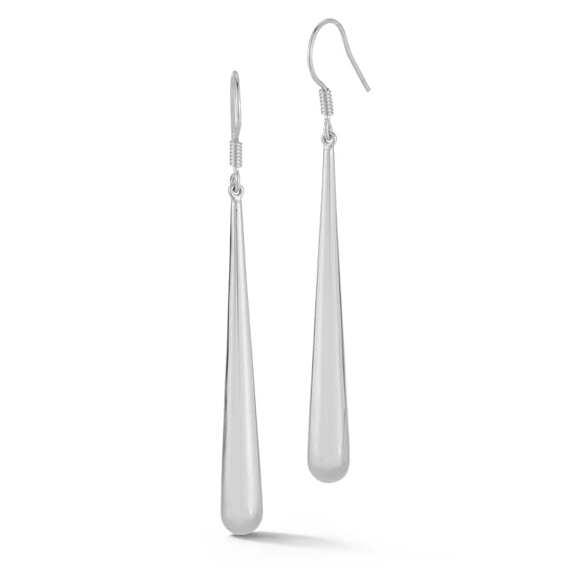 Soleil Sterling Silver Elongated Teardrop Earrings - White