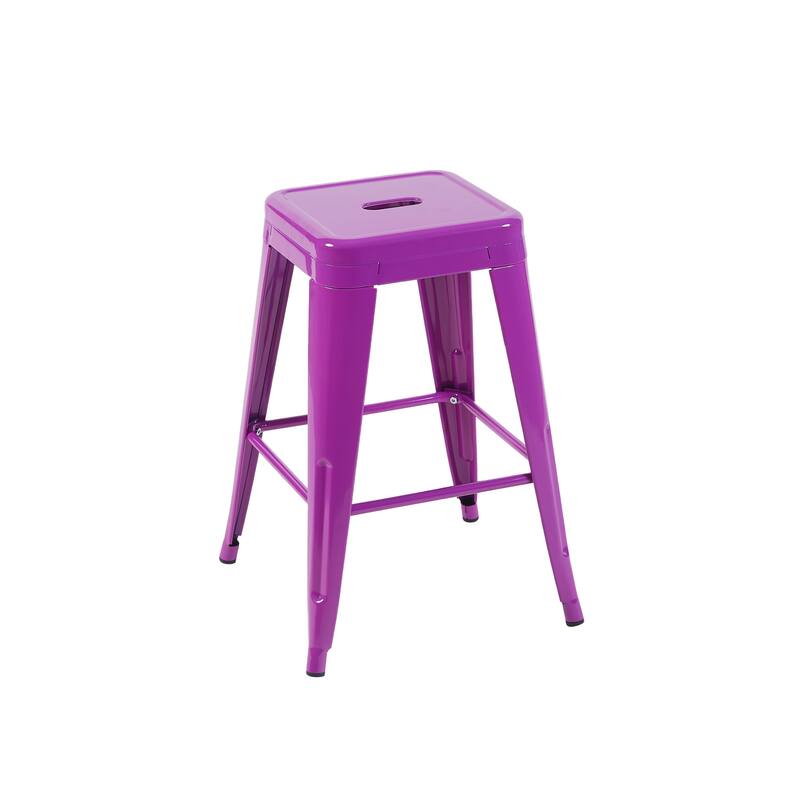 AC Pacific 24 Inch Industrial Stackable Metal Counter Stools Set of 2