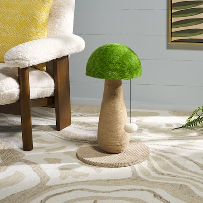 SAFAVIEH Home Natural/Green 14"W x 14"L x 21"H Jute Cat Scratch Post - 14"W x 14"L x 21"H