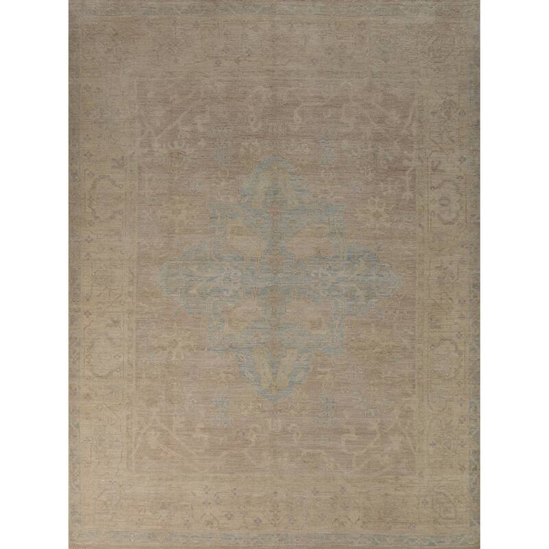 Vegetable Dye Oushak Turkish Rug Handmade Living Room Wool Carpet - 8'0"x 10'1"