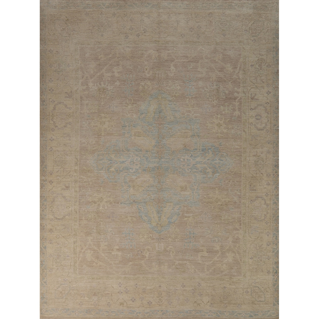 Vegetable Dye Oushak Turkish Rug Handmade Living Room Wool Carpet - 8'0"x 10'1"