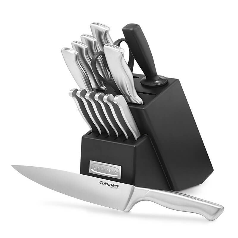 Basic Essentials 12-Piece Stainless Steel Kitchen Knife Set With Wood Block