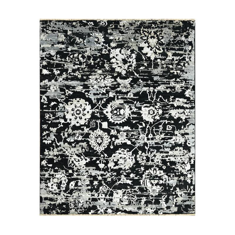 LoomBloom Black Transitional Turkish Oushak Wool Oriental Area Rug - 7' 11'' x 9' 10''