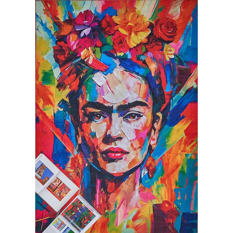 Frida Kahlo X Exquisite Rugs Handmade Polyester in Red/Multi Area Rug