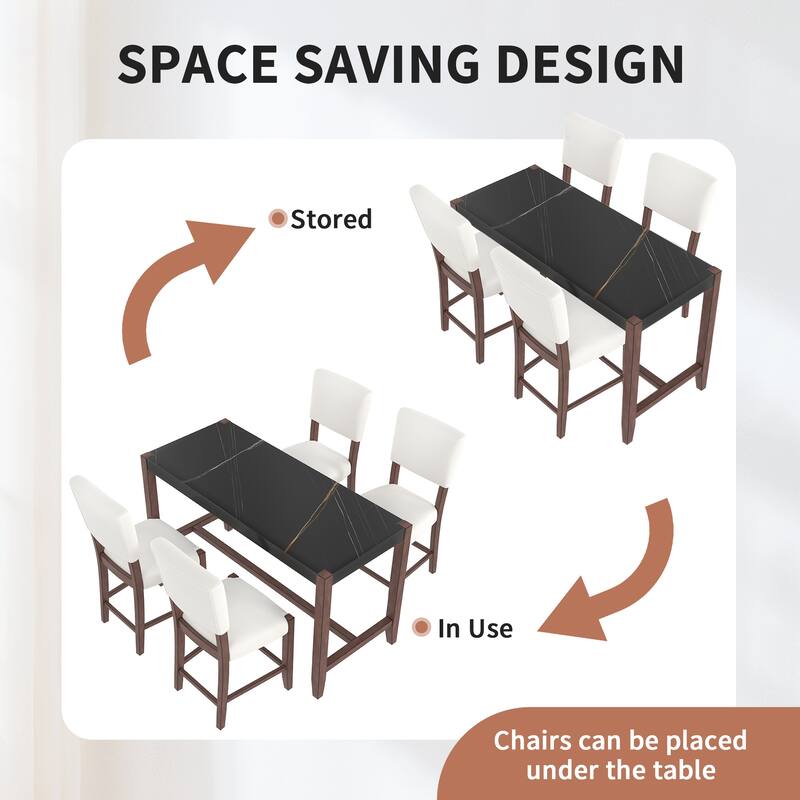 Dining Table Set Bar Table Upholstered Chair Black Beige Breakfast Nook