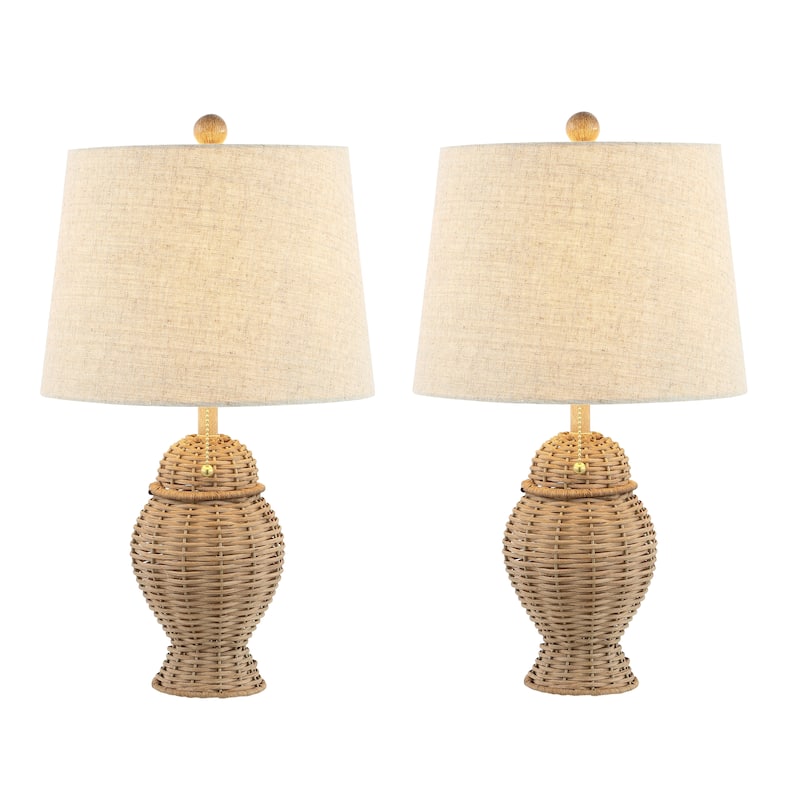 Hunter Wicker 20.5" Bohemian Rustic Iron LED Table Lamp, by JONATHAN Y