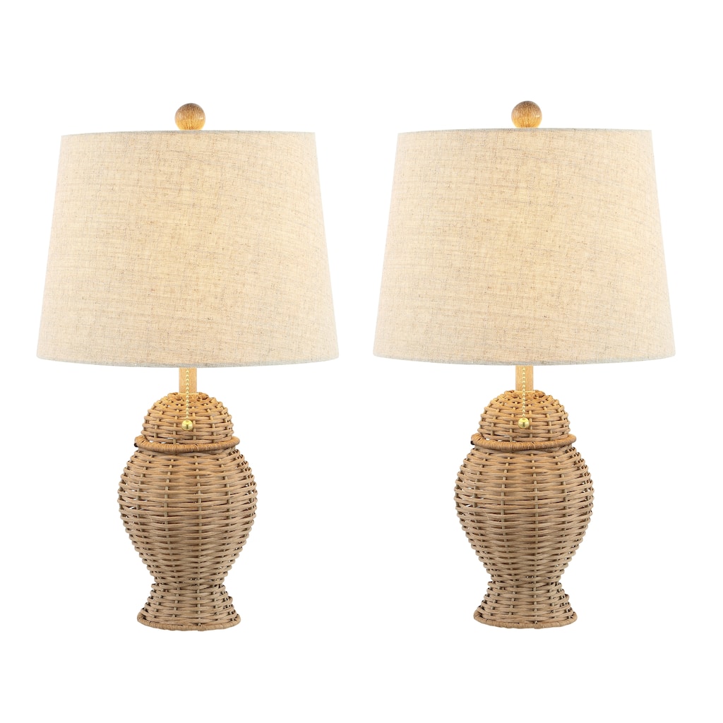 Hunter Wicker 20.5" Bohemian Rustic Iron LED Table Lamp, by JONATHAN Y