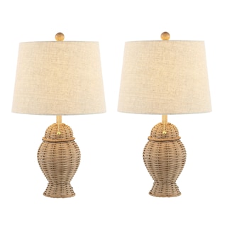 Hunter Wicker 20.5" Bohemian Rustic Iron LED Table Lamp, by JONATHAN  Y