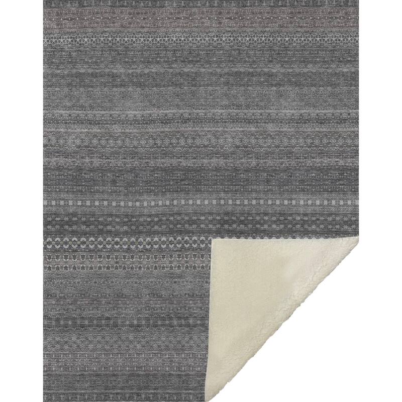 Premium Machine Washable Boho Stripes Sherpa Throw Blanket