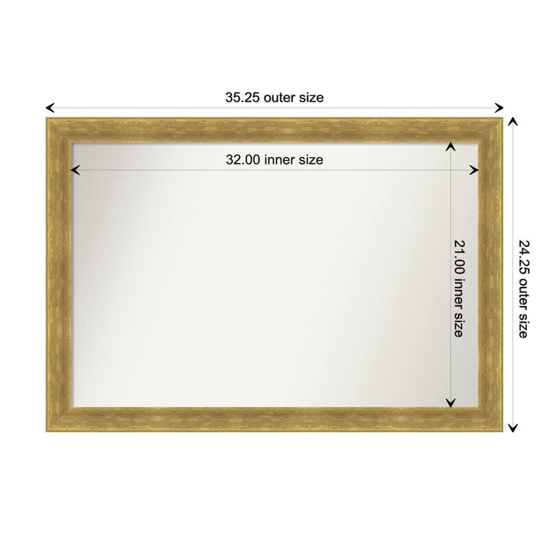 Angled Gold Framed Non-Beveled Custom Wall Mirror, Bathroom Vanity Mirror