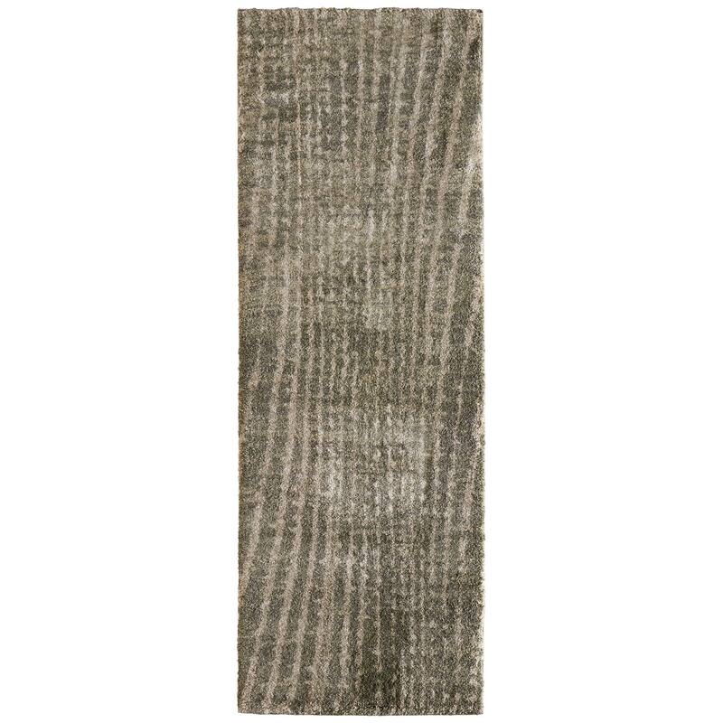 Peavy R39QD Abstract Modern Area Rug - 2'6" x 7'3" - Green/Tan