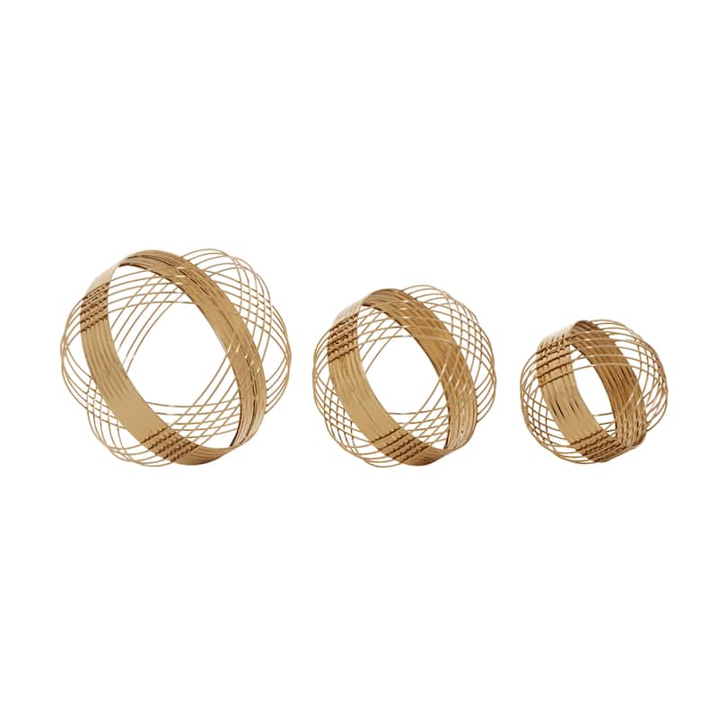 CosmoLiving by Cosmopolitan Gold Metal Geometric Decorative Sculpture (Set of 3) - S/3 8", 7", 6"H