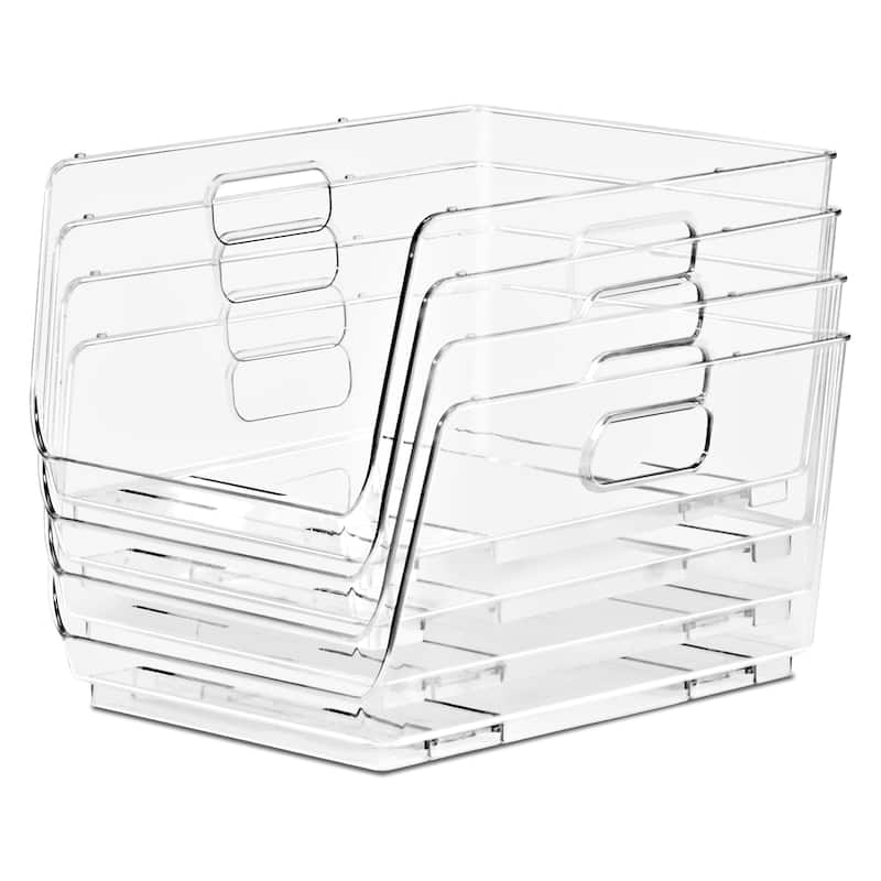 Sorbus Stackable Storage Bins Open Front Clear Acrylic Bins for Pantry Kitchen Clear Pantry Organizer Bins (Medium)