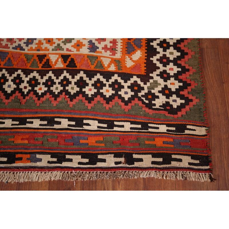 Vegetable Dye Kilim Qashqai Persian Rug Flatweave Wool Carpet - 4'11"x 7'6"