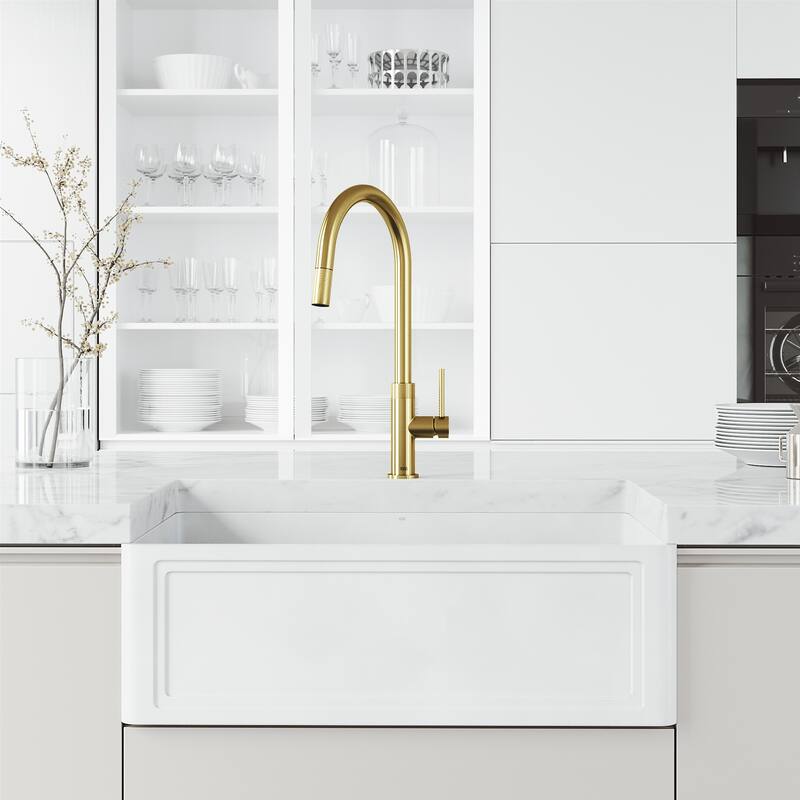 VIGO Bristol 19" H Single Handle Pull-Down Sprayer Kitchen Faucet