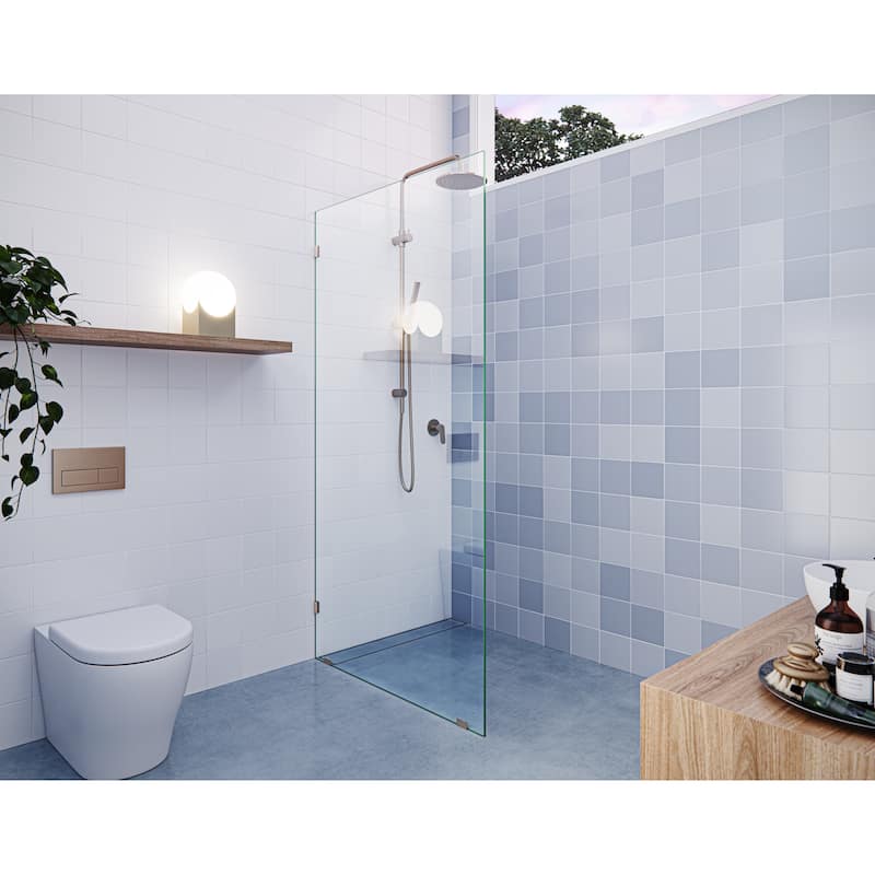 Glass Warehouse 78" x 34" Frameless Shower Door - Single Fixed Panel - Brushed Bronze