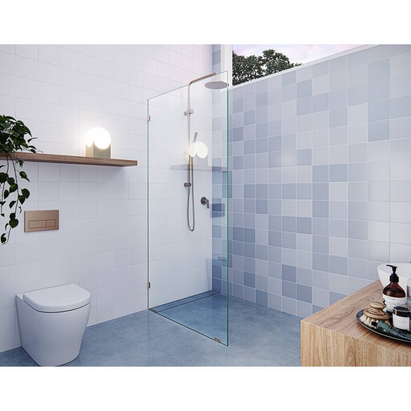 Glass Warehouse 78" x 36" Frameless Shower Door - Single Fixed Panel - Brushed Bronze