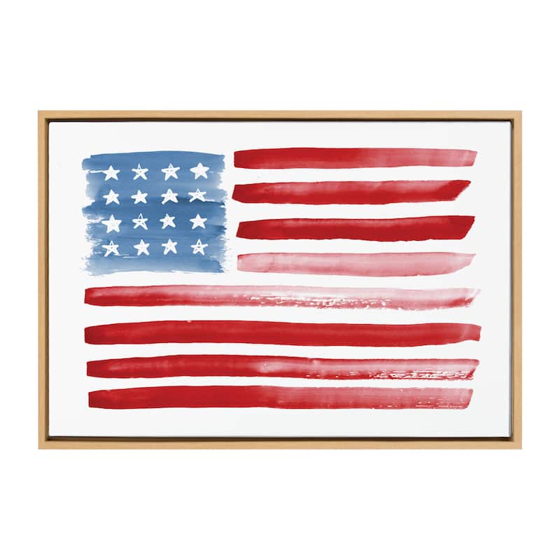Kate and Laurel Sylvie Flag Alone Framed Canvas by Sara Berrenson