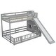 preview thumbnail 32 of 38, Pine Solid Wooden Twin Over Full Bunk Bed with Slide,Storage Staircase,Kids and Baby