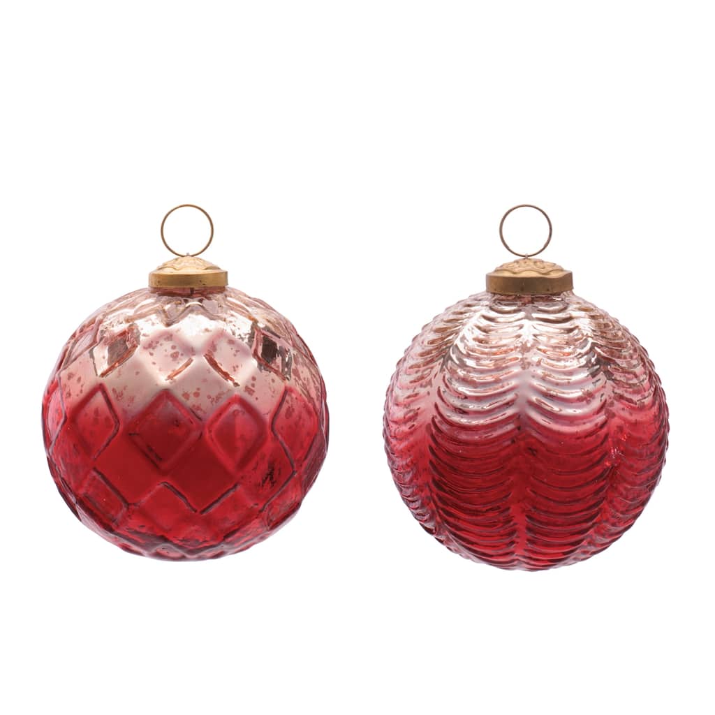 Glass Ball Ornament Set of 2 - 4"