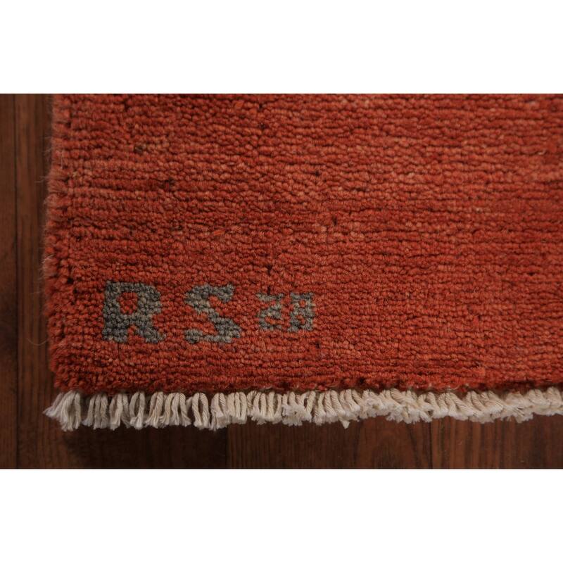 Orange Solid Gabbeh Modern Area Rug Handmade Wool Carpet - 5'7" x 7'7"